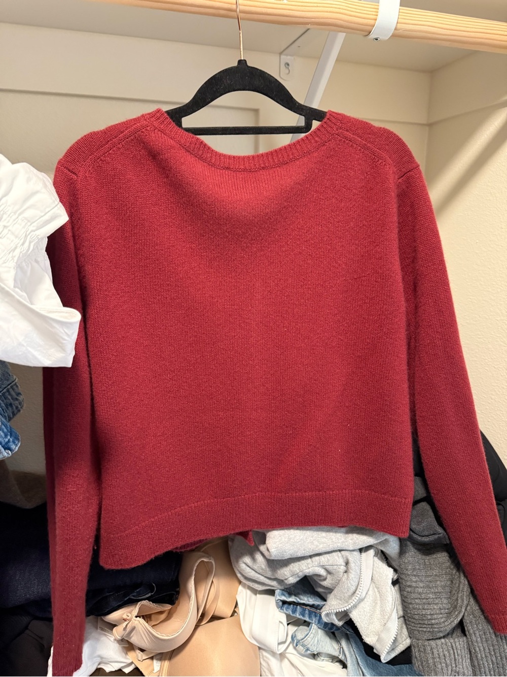 Reformation Clara Cashmere Crew Cardigan- Chianti Patch Pocket - Picture 9 of 9